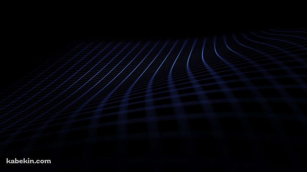 青いグリッド 黒い背景の壁紙(1051px x 591px) 高画質 PC・デスクトップ用