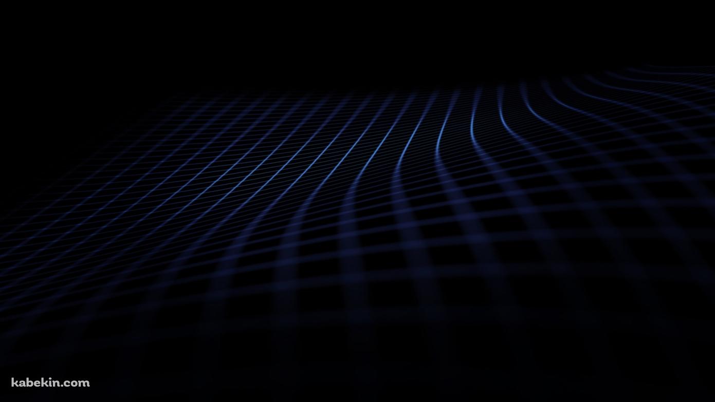 青いグリッド 黒い背景の壁紙(1391px x 783px) 高画質 PC・デスクトップ用