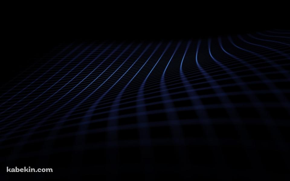 青いグリッド 黒い背景の壁紙(960px x 600px) 高画質 PC・デスクトップ用