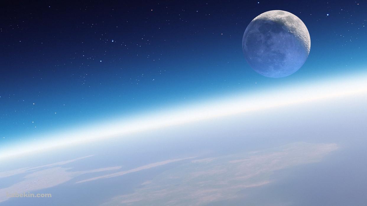 月と地球の壁紙(1242px x 698px) 高画質 PC・デスクトップ用