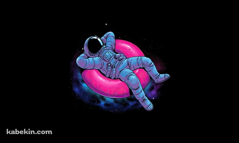 宇宙 ピンクの浮き輪でリラックスする宇宙飛行士の壁紙(800px x 480px) 高画質 PC・デスクトップ用