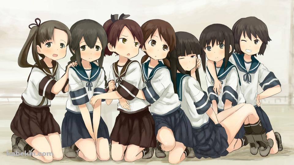 艦隊これくしょん セーラー服をきた艦娘の壁紙(960px x 540px) 高画質 PC・デスクトップ用