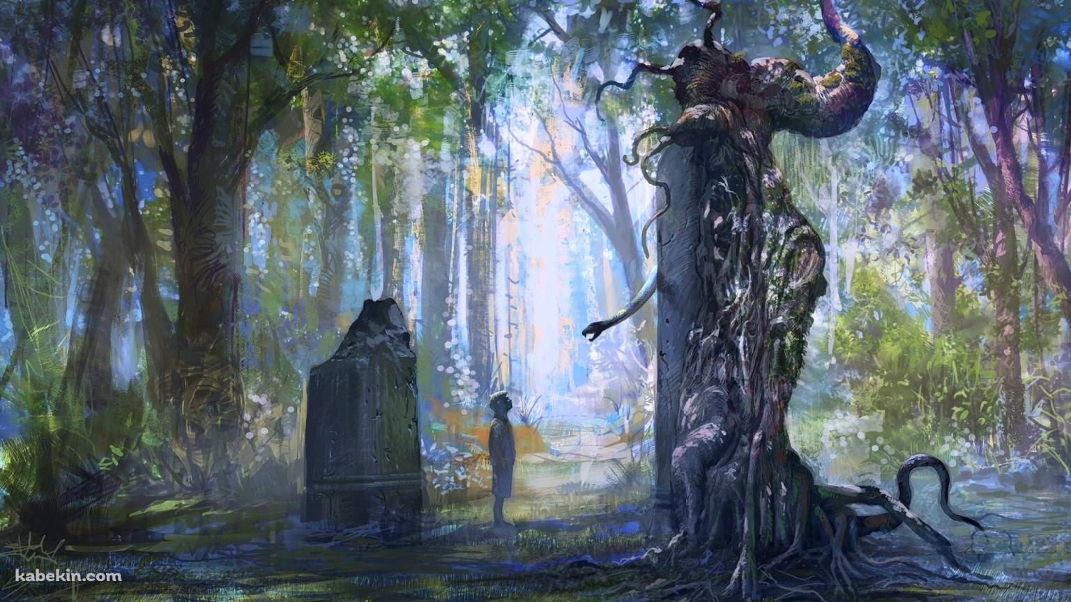 森の奥での壁紙(1536px x 864px) 高画質 PC・デスクトップ用