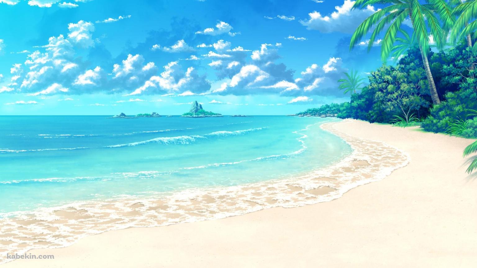 エメラルドのビーチ イラストの壁紙(1536px x 864px) 高画質 PC・デスクトップ用