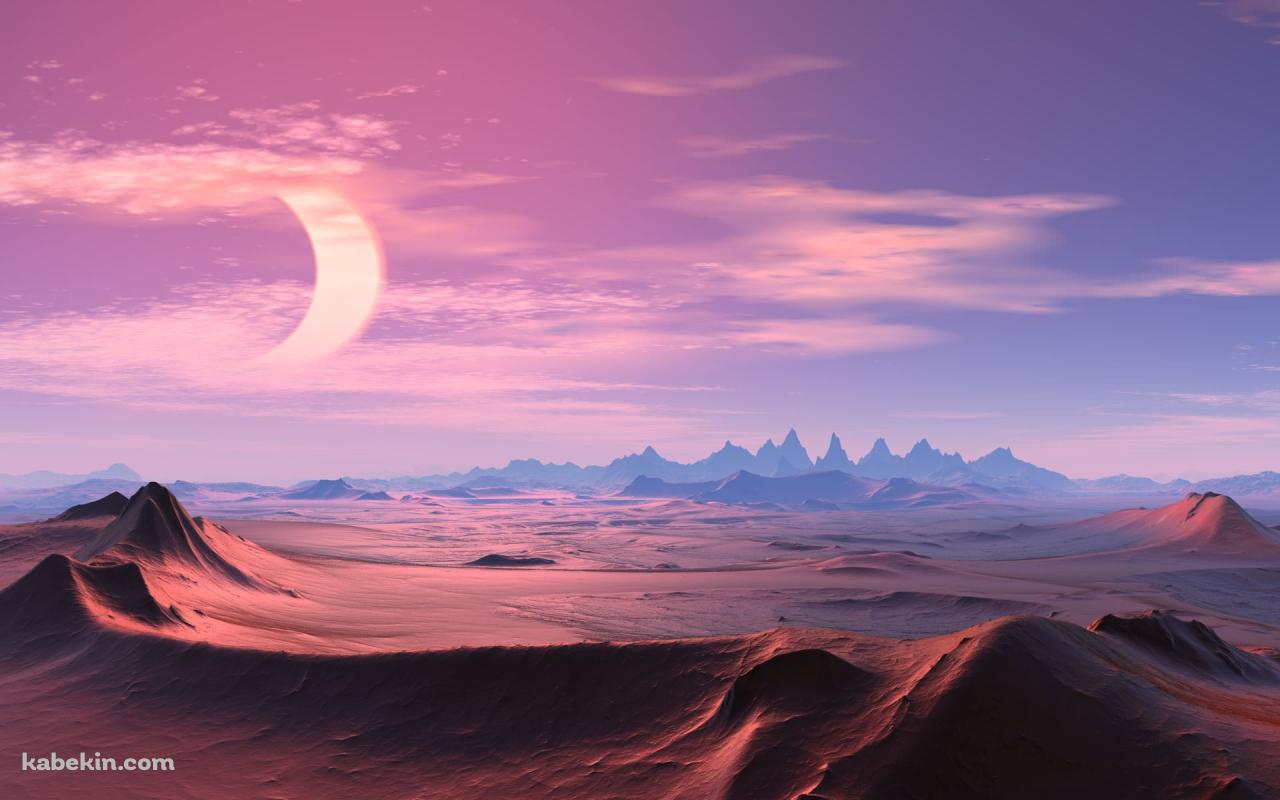 荒涼とした土地と月の壁紙(1280px x 800px) 高画質 PC・デスクトップ用