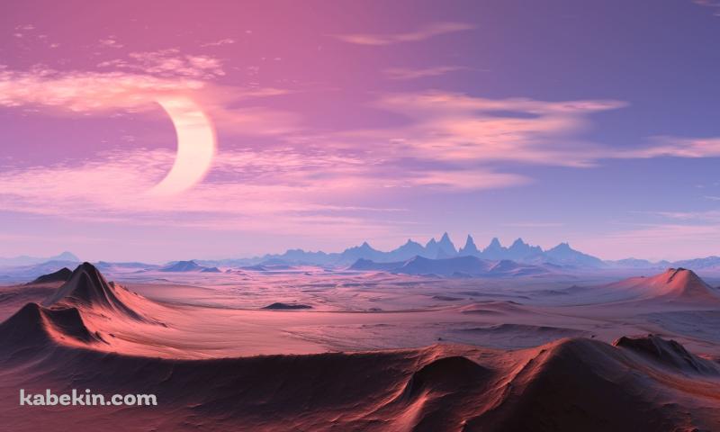 荒涼とした土地と月の壁紙(800px x 480px) 高画質 PC・デスクトップ用