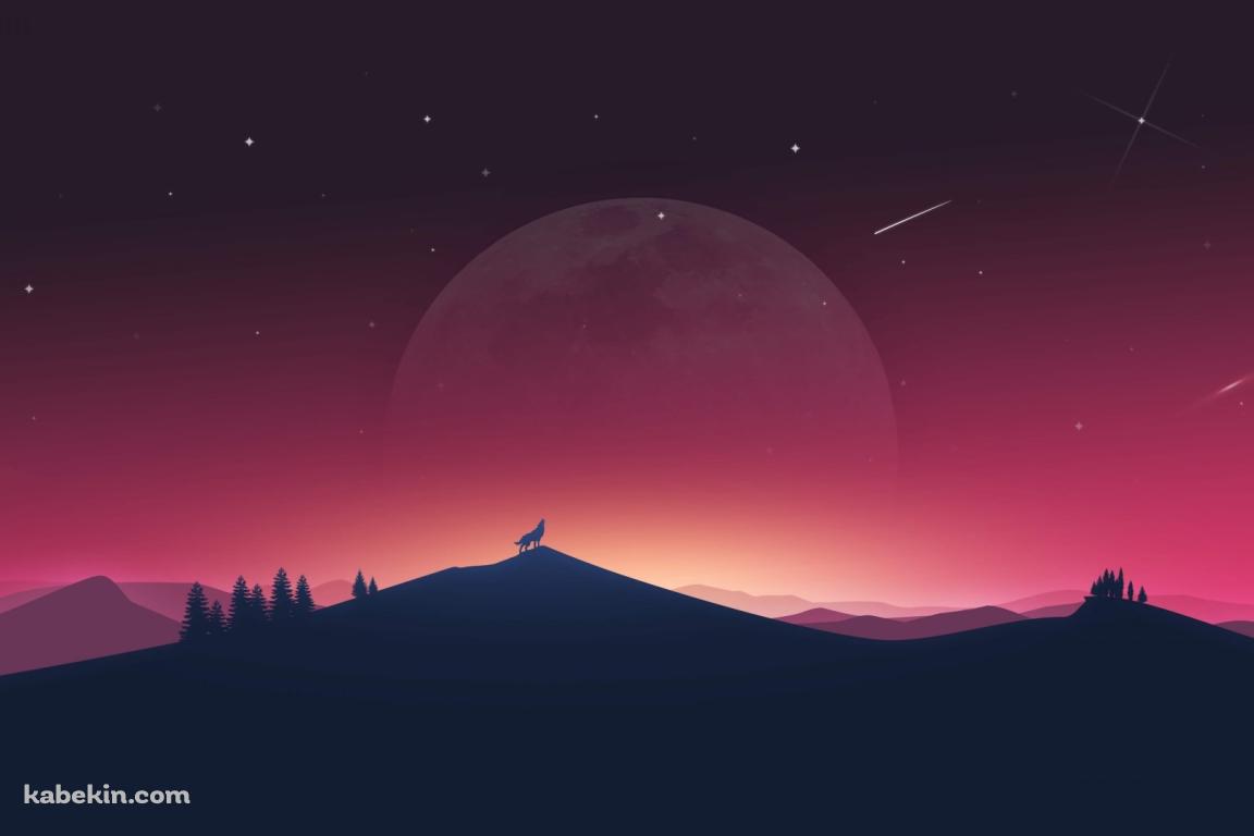 月に叫ぶ狼の壁紙(1152px x 768px) 高画質 PC・デスクトップ用