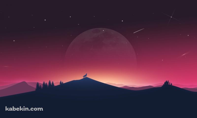 月に叫ぶ狼の壁紙(800px x 480px) 高画質 PC・デスクトップ用