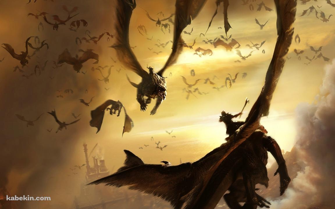 ドラゴンの群れの壁紙(1152px x 720px) 高画質 PC・デスクトップ用