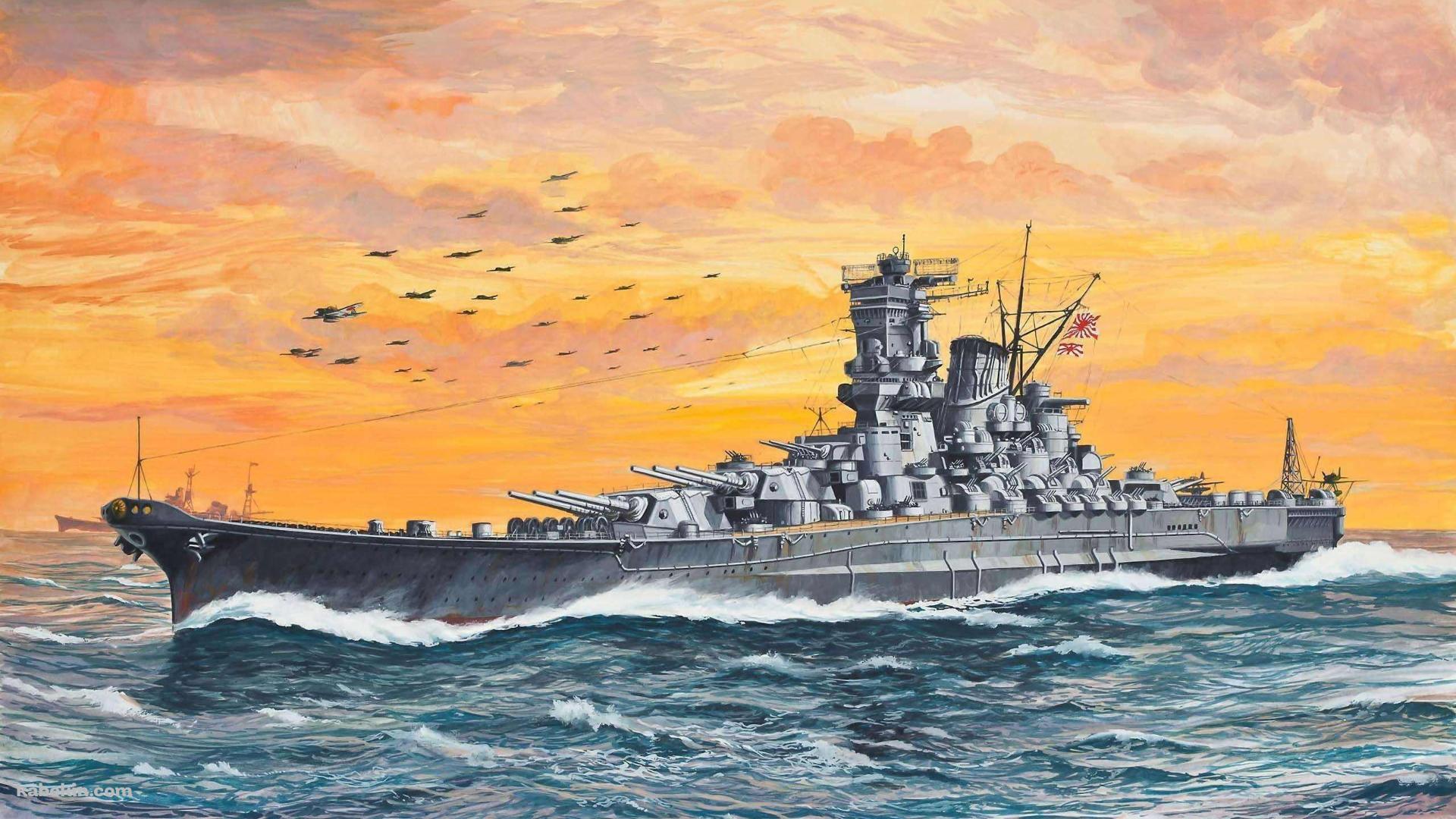 日本の軍艦 戦闘機 夕暮れの壁紙(1920px x 1080px) 高画質 PC・デスクトップ用