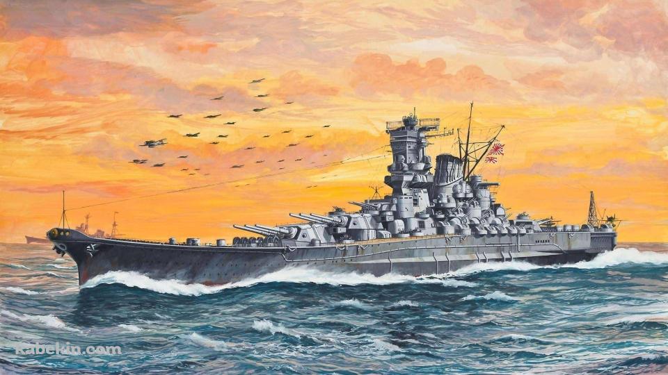 日本の軍艦 戦闘機 夕暮れの壁紙(960px x 540px) 高画質 PC・デスクトップ用