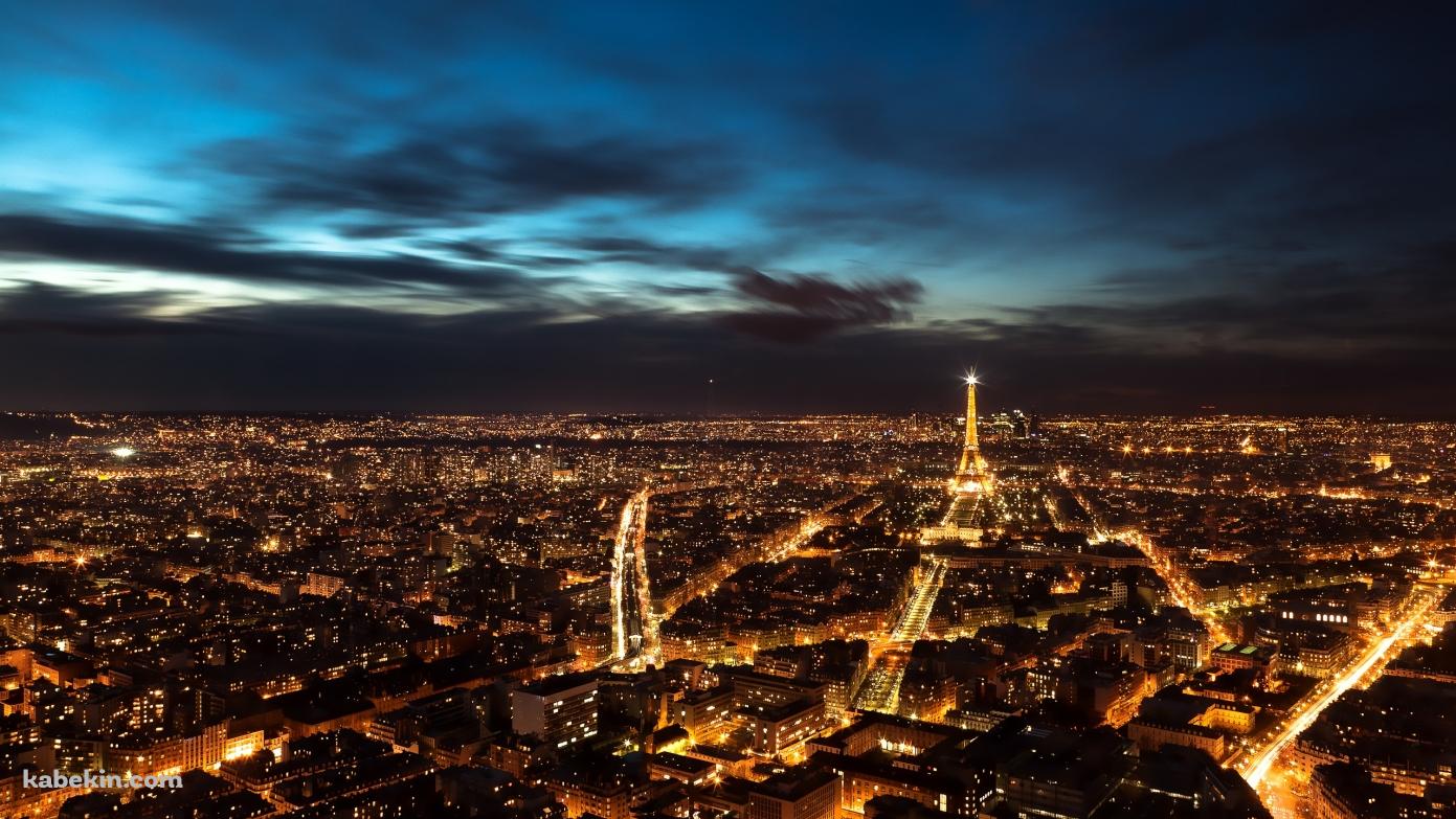 パリの夜景の壁紙(1391px x 783px) 高画質 PC・デスクトップ用