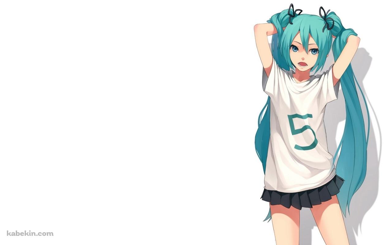 普段着のTシャツ姿の初音ミクの壁紙(1280px x 800px) 高画質 PC・デスクトップ用