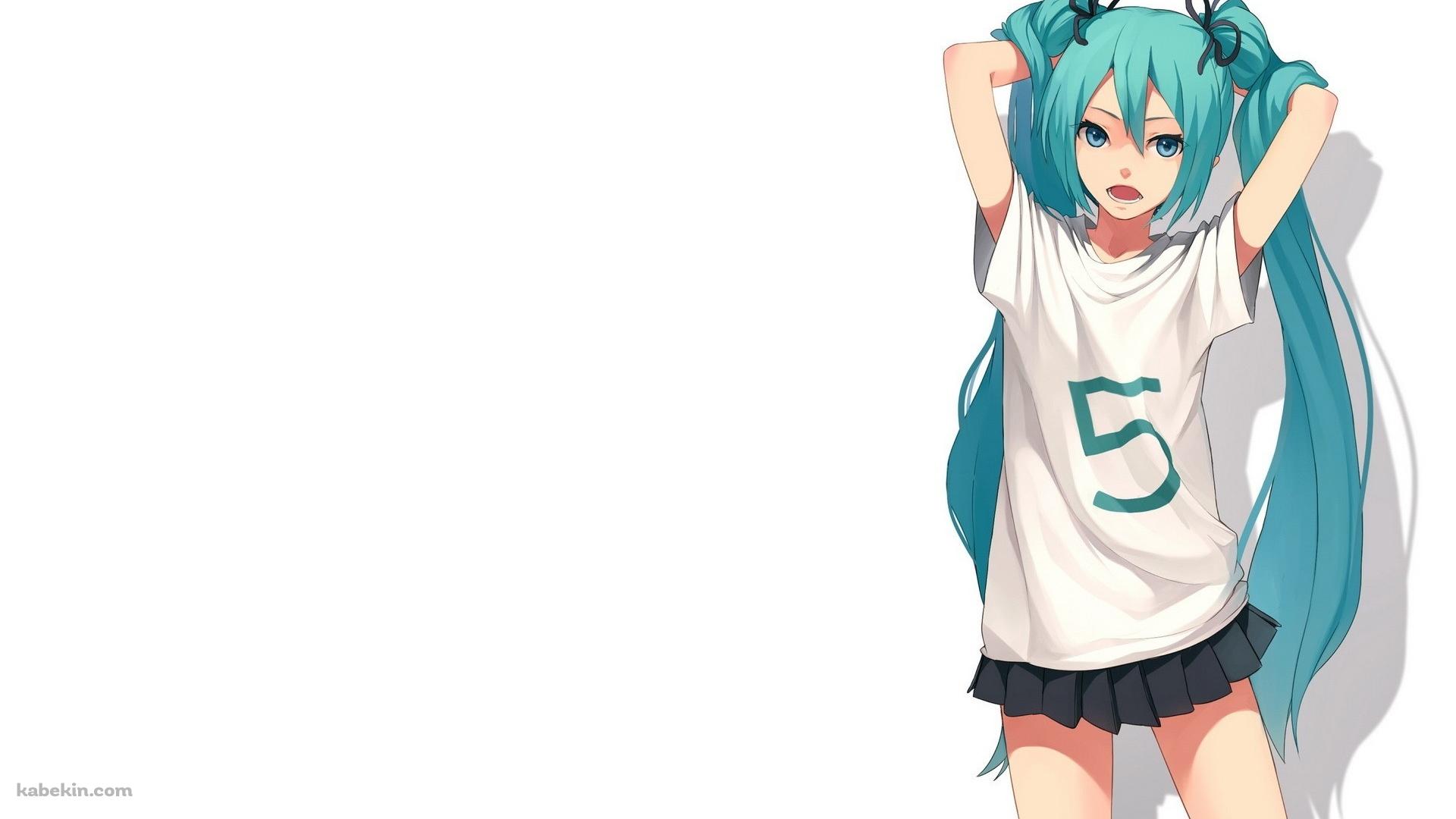 普段着のTシャツ姿の初音ミクの壁紙(1920px x 1080px) 高画質 PC・デスクトップ用