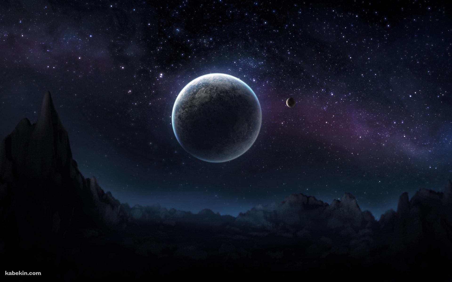 星空と2つの惑星の壁紙(1920px x 1200px) 高画質 PC・デスクトップ用