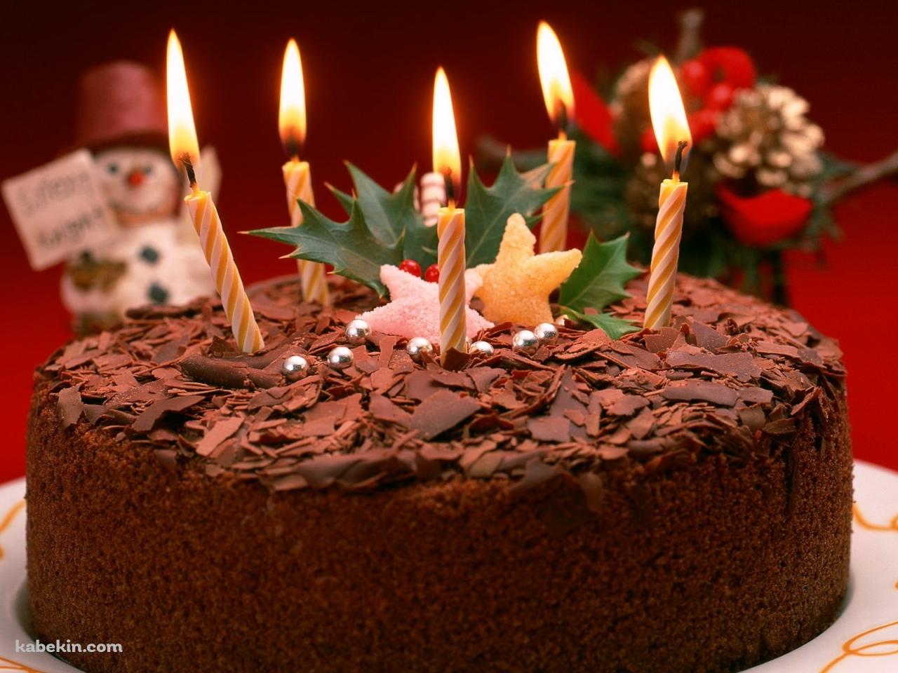 チョコレートケーキ 蝋燭 誕生日の壁紙(1280px x 960px) 高画質 PC・デスクトップ用