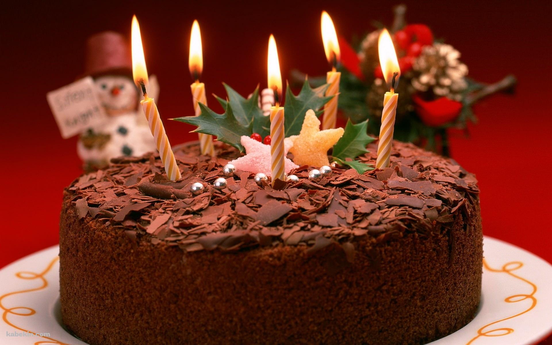 チョコレートケーキ 蝋燭 誕生日の壁紙(1920px x 1200px) 高画質 PC・デスクトップ用