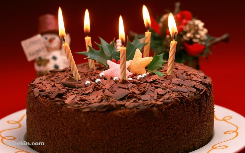 チョコレートケーキ 蝋燭 誕生日の壁紙(960px x 600px) 高画質 PC・デスクトップ用