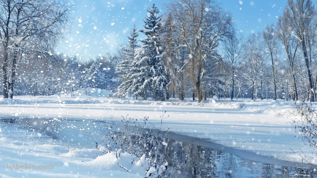 冬の川 White Riverの壁紙(1024px x 576px) 高画質 PC・デスクトップ用