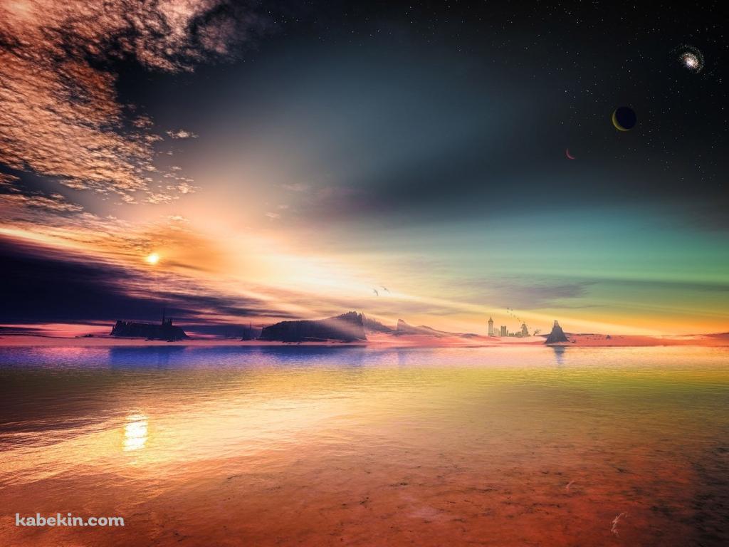 幻想的な海と空の壁紙(1024px x 768px) 高画質 PC・デスクトップ用