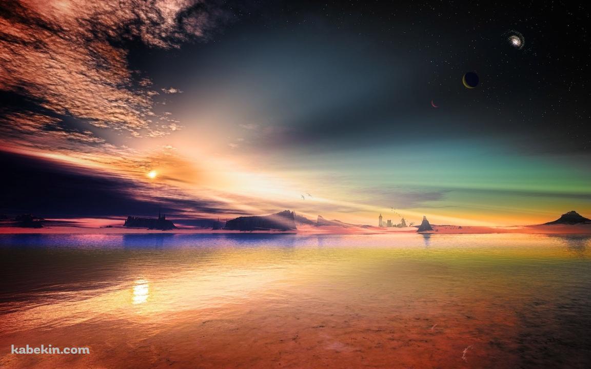 幻想的な海と空の壁紙(1152px x 720px) 高画質 PC・デスクトップ用