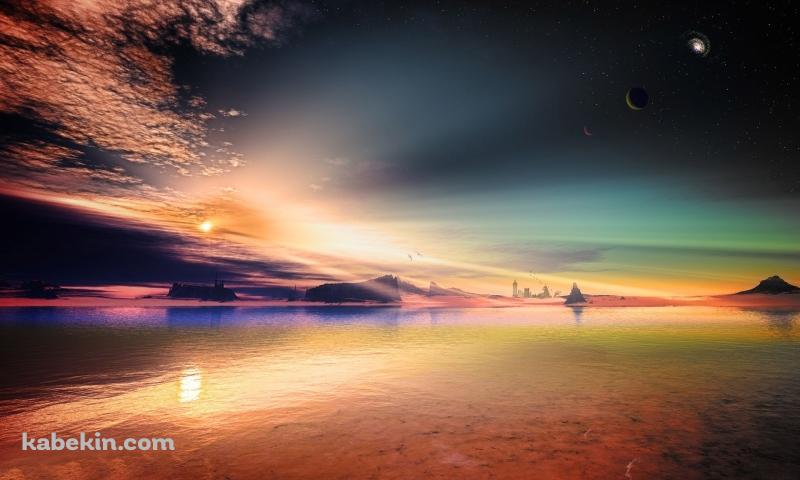 幻想的な海と空の壁紙(800px x 480px) 高画質 PC・デスクトップ用