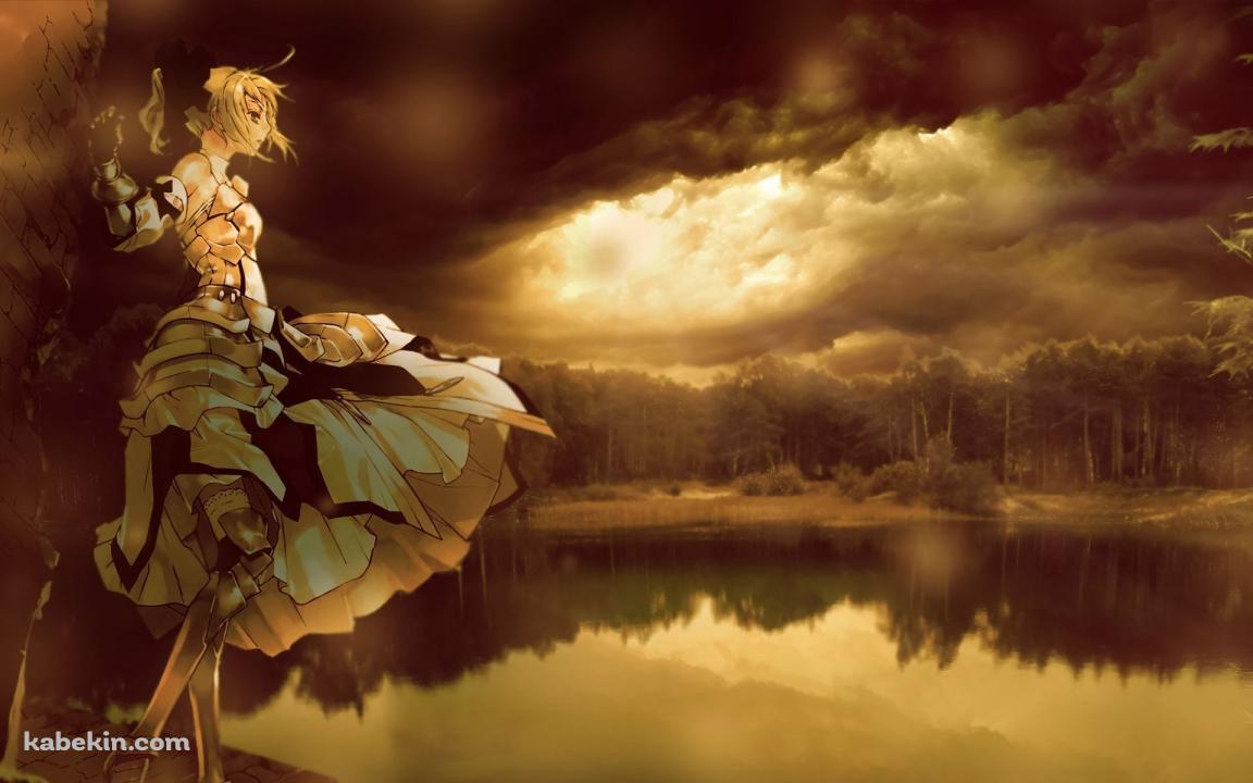 湖のそばに佇むセイバー Fateの壁紙(1152px x 720px) 高画質 PC・デスクトップ用
