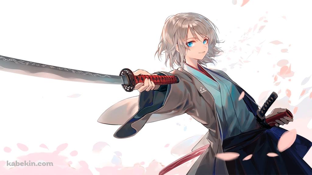 刀をかざす剣士の壁紙(1024px x 576px) 高画質 PC・デスクトップ用