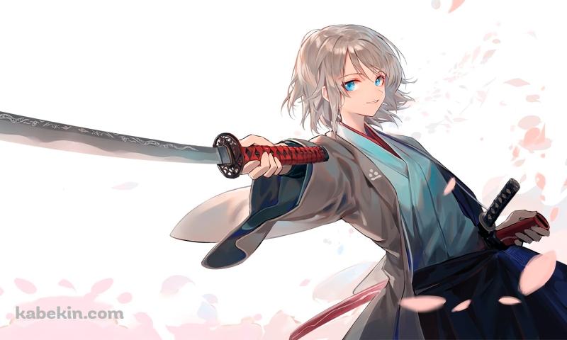 刀をかざす剣士の壁紙(800px x 480px) 高画質 PC・デスクトップ用
