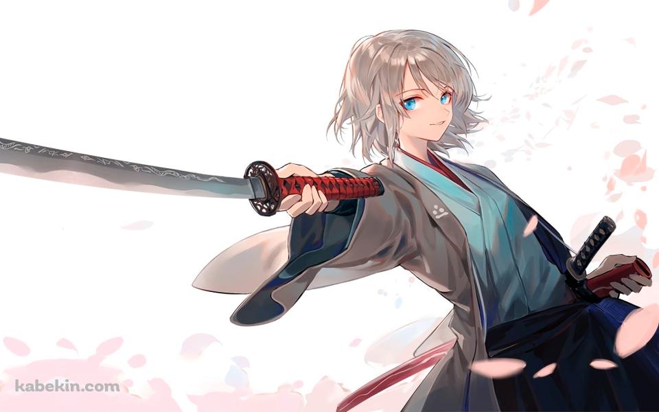 刀をかざす剣士の壁紙(960px x 600px) 高画質 PC・デスクトップ用