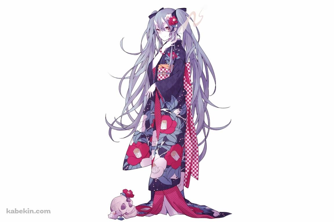 着物を着た初音ミクの壁紙(1152px x 768px) 高画質 PC・デスクトップ用