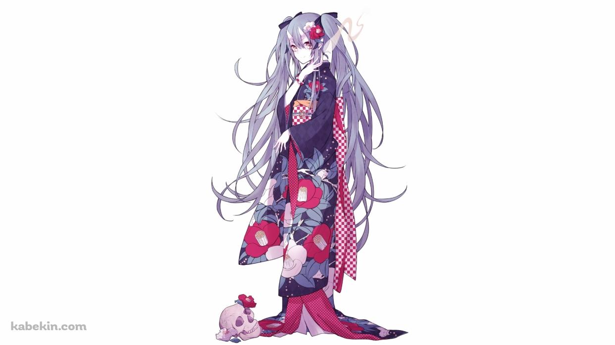 着物を着た初音ミクの壁紙(1242px x 698px) 高画質 PC・デスクトップ用