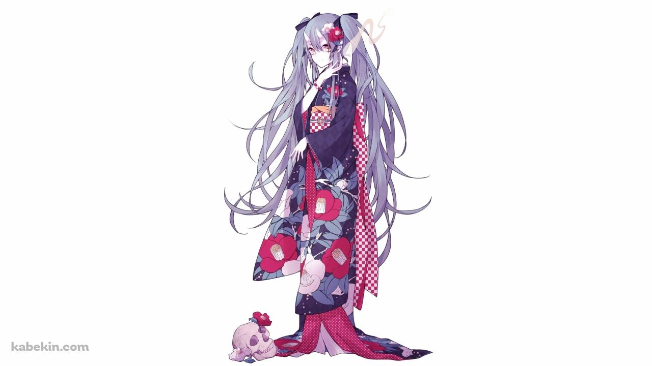 着物を着た初音ミクの壁紙(1280px x 720px) 高画質 PC・デスクトップ用