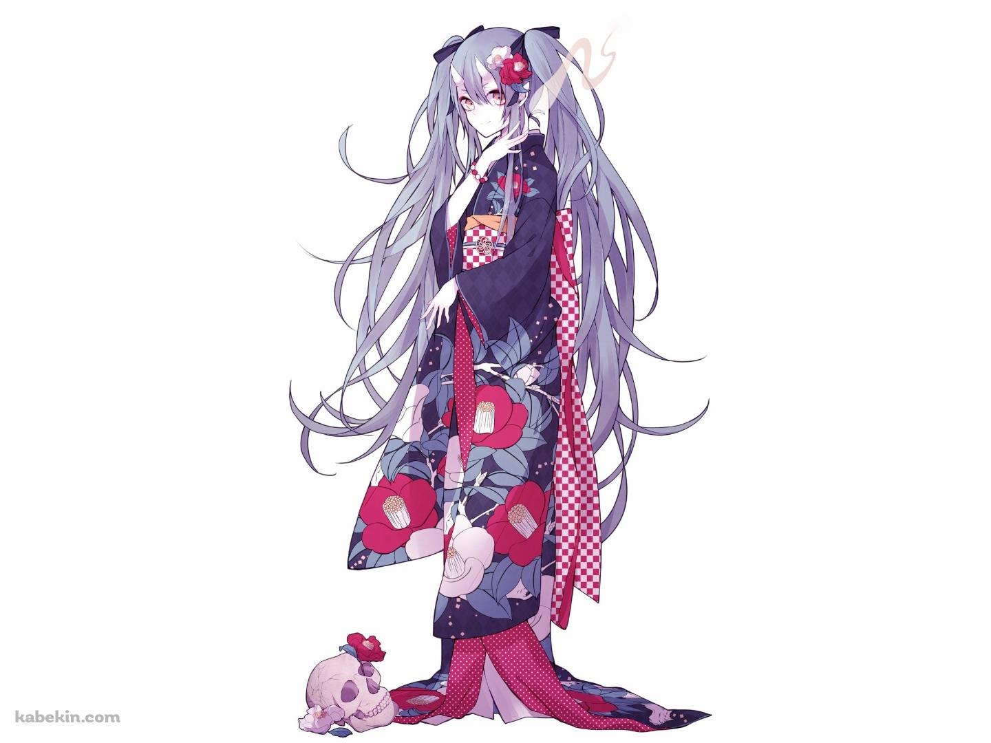 着物を着た初音ミクの壁紙(1440px x 1080px) 高画質 PC・デスクトップ用