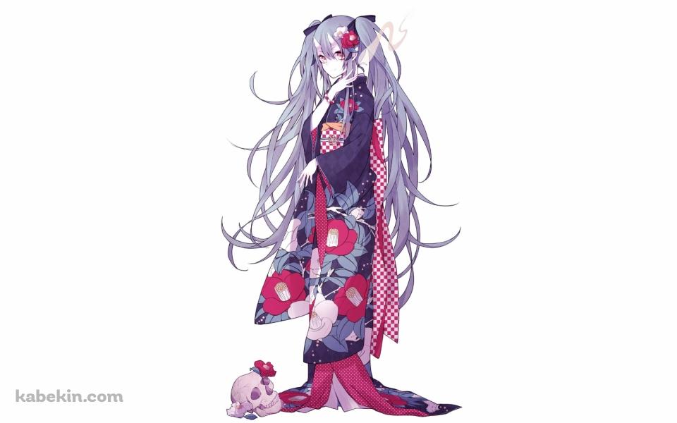 着物を着た初音ミクの壁紙(960px x 600px) 高画質 PC・デスクトップ用