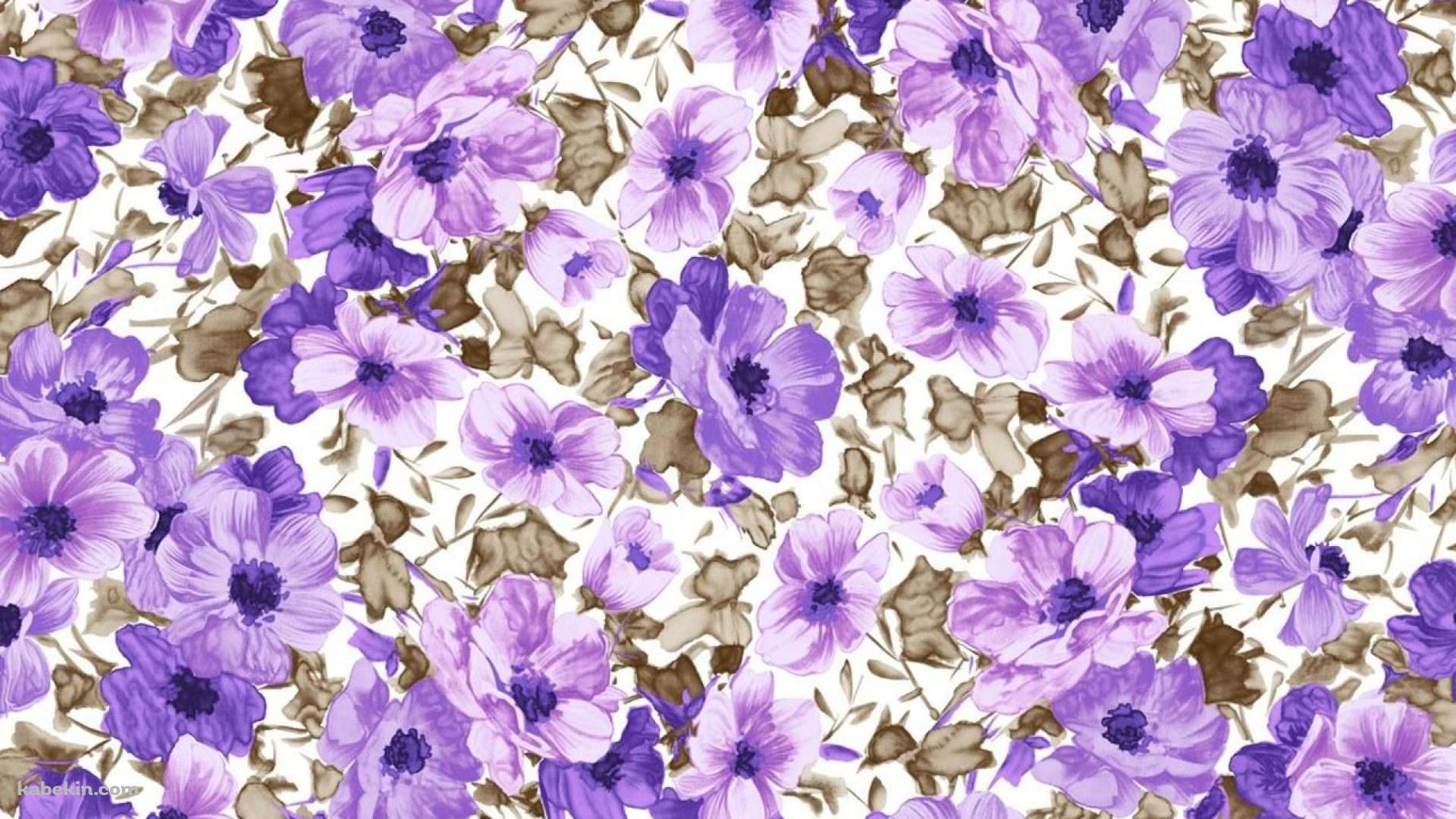 紫の花のイラストの壁紙(1829px x 1029px) 高画質 PC・デスクトップ用