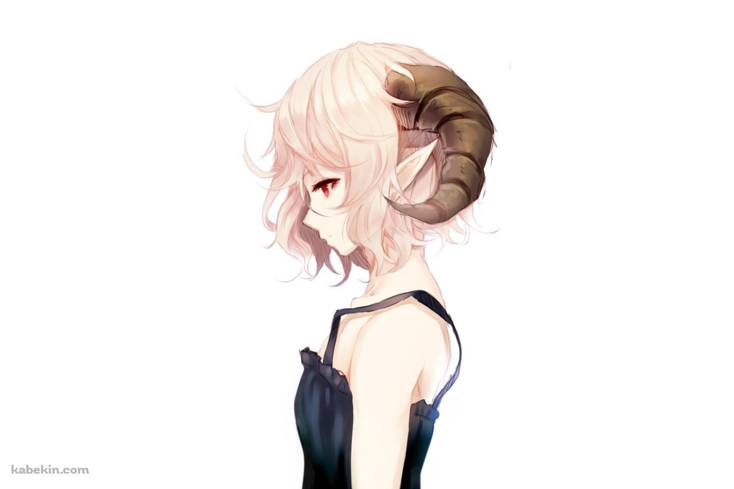 羊の角を持つピンクの髪の少女の壁紙(1440px x 960px) 高画質 PC・デスクトップ用