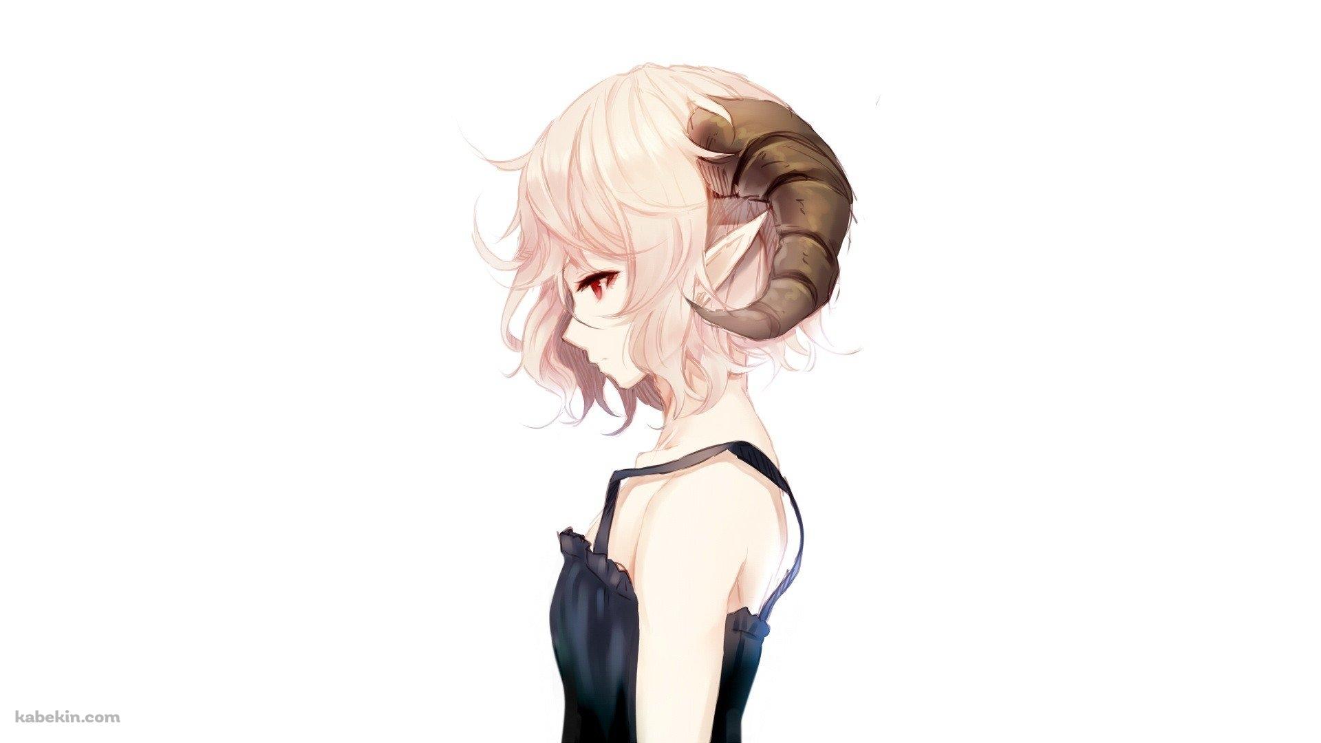 羊の角を持つピンクの髪の少女の壁紙(1920px x 1080px) 高画質 PC・デスクトップ用