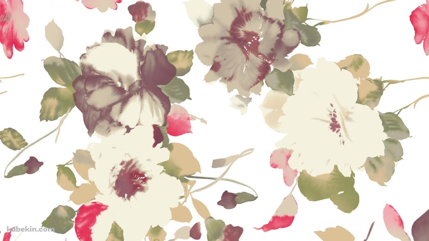 花 フローラル イラストの壁紙(1366px x 768px) 高画質 PC・デスクトップ用