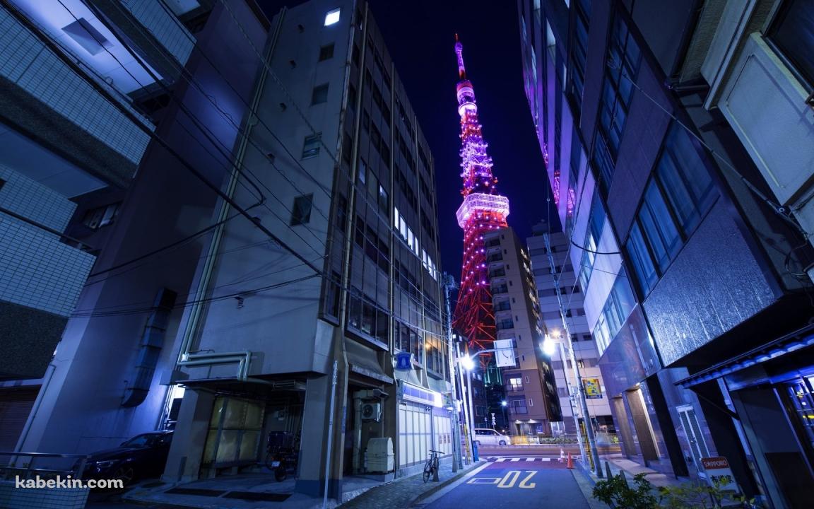 東京 裏路地から見る東京タワーの壁紙(1152px x 720px) 高画質 PC・デスクトップ用