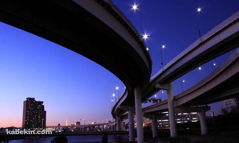 夜の高架下の壁紙(800px x 480px) 高画質 PC・デスクトップ用
