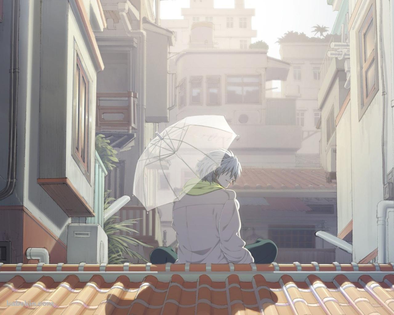 晴れの日に傘をさす渚カオルの壁紙(1280px x 1024px) 高画質 PC・デスクトップ用