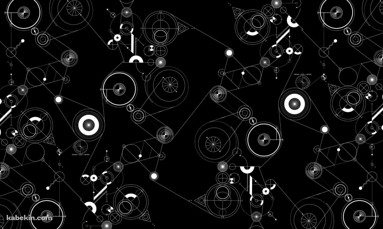 楕円 サークル 幾何学模様 黒 白の壁紙(1280px x 768px) 高画質 PC・デスクトップ用