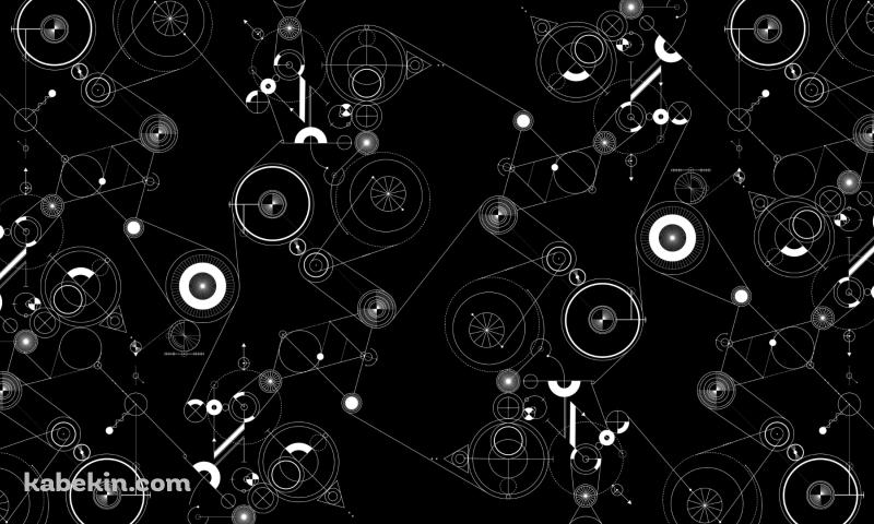 楕円 サークル 幾何学模様 黒 白の壁紙(800px x 480px) 高画質 PC・デスクトップ用