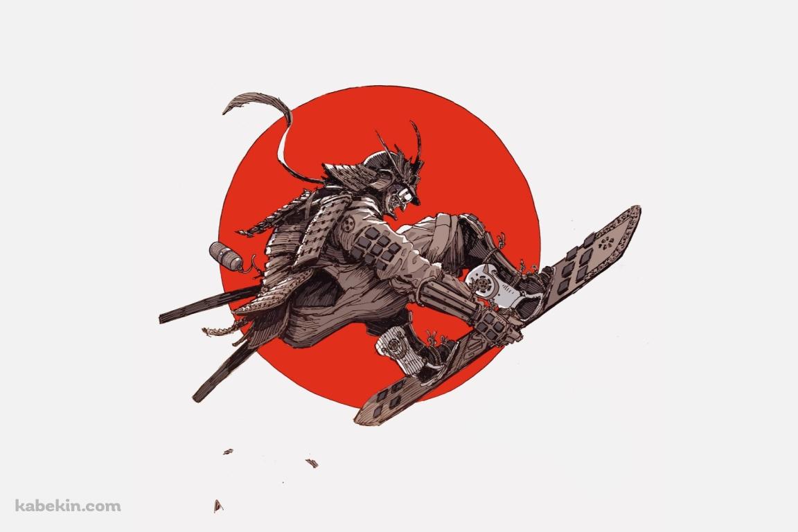 スノボーをする侍の壁紙(1152px x 768px) 高画質 PC・デスクトップ用