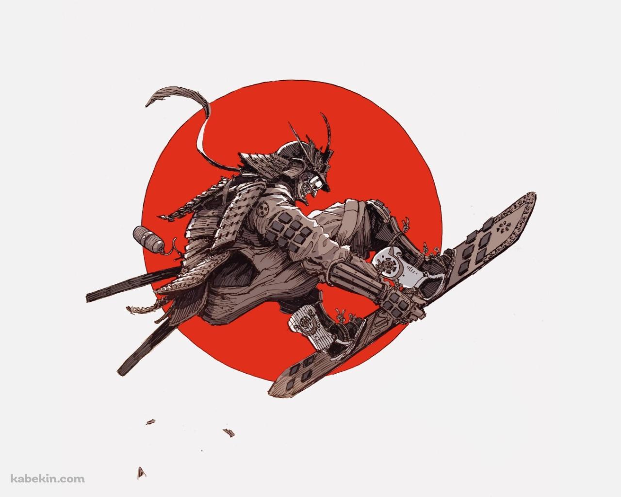 スノボーをする侍の壁紙(1280px x 1024px) 高画質 PC・デスクトップ用