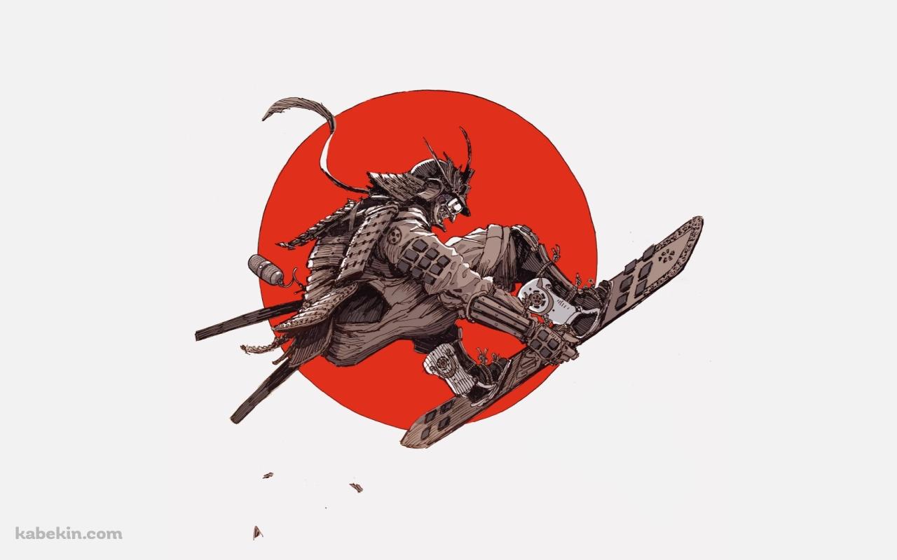 スノボーをする侍の壁紙(1280px x 800px) 高画質 PC・デスクトップ用