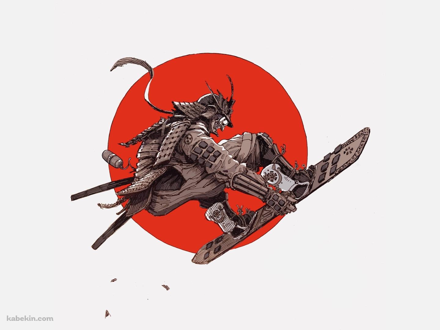 スノボーをする侍の壁紙(1440px x 1080px) 高画質 PC・デスクトップ用