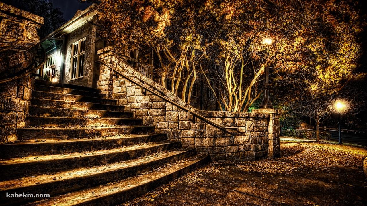 秋 夜の公園の壁紙(1280px x 720px) 高画質 PC・デスクトップ用