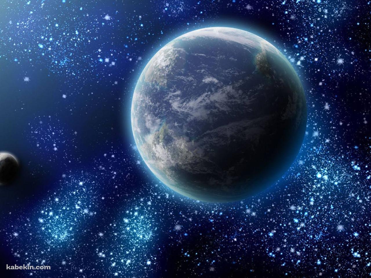 細かい星と地球の壁紙(1280px x 960px) 高画質 PC・デスクトップ用